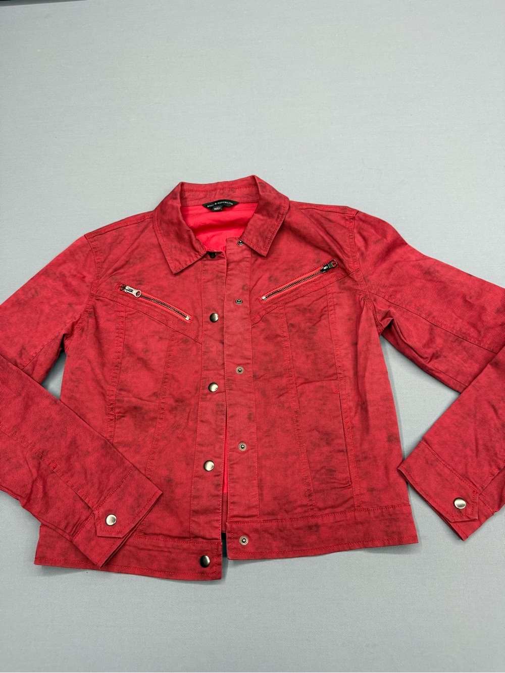 Rock & Republic Red Bomber-Style Button Jacket